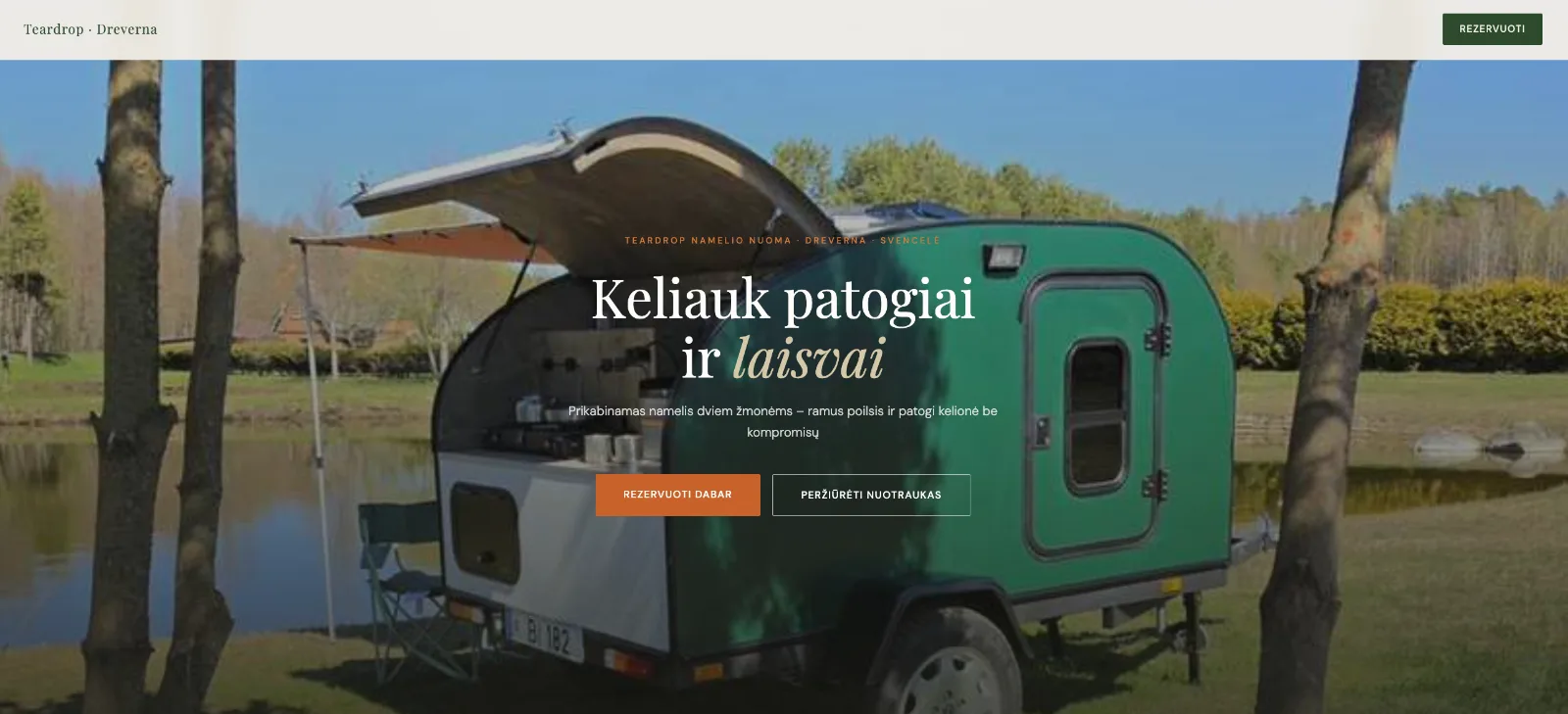 Teardrop.lt svetainės pradinis puslapis